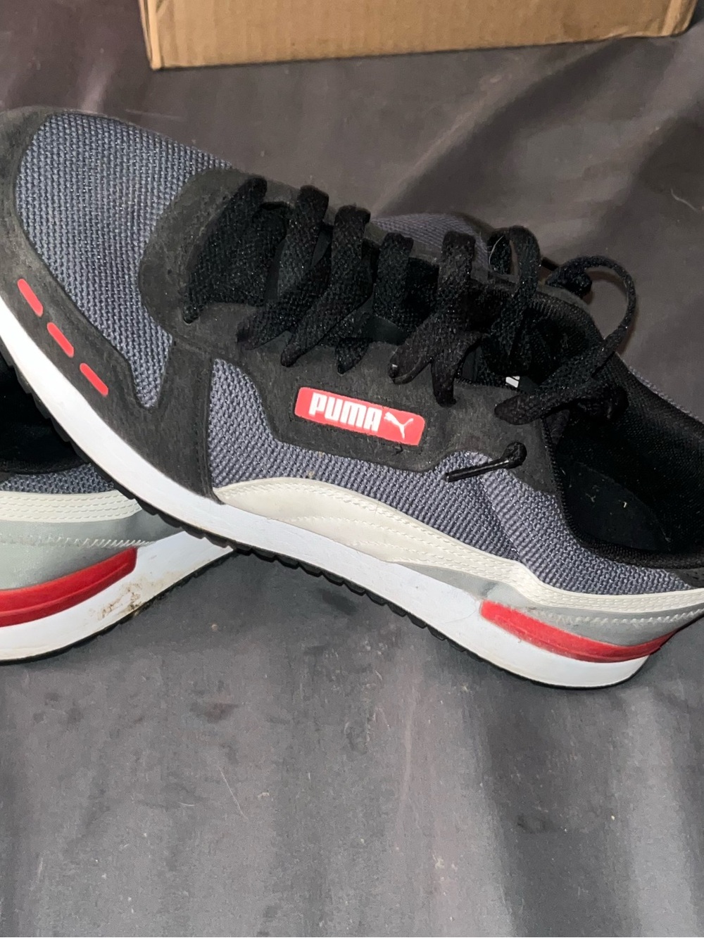 Puma  Black, Gray & Red Casual Sneakers